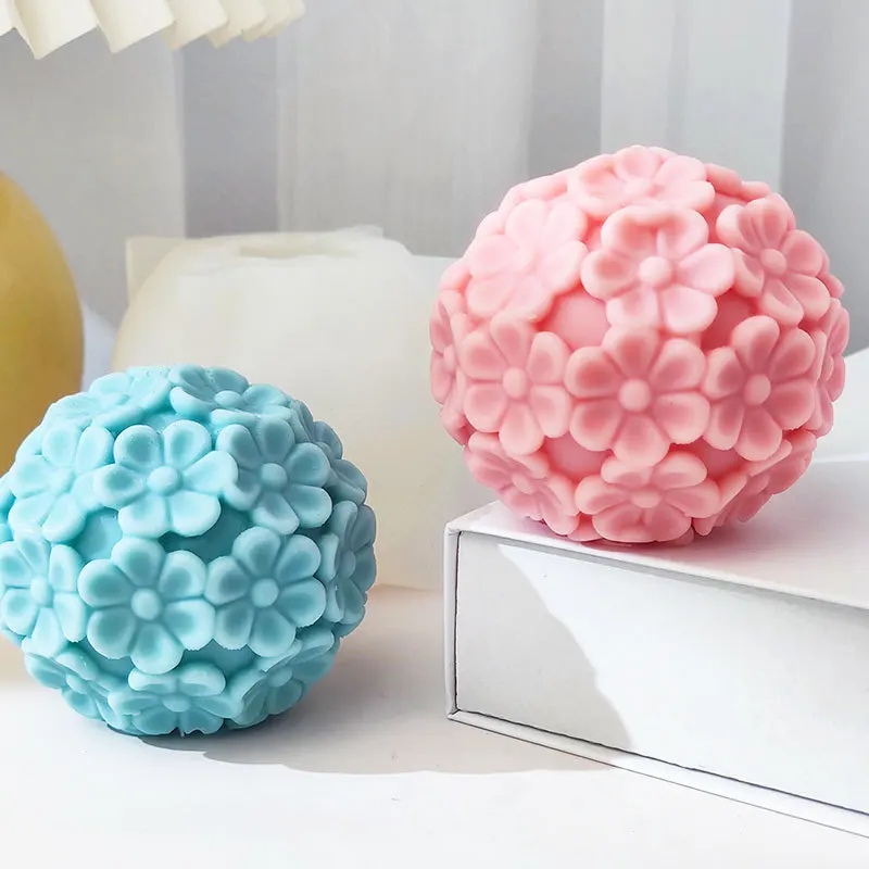 

Cute Chrysanthemum Ball Candle Silicone Mold DIY Flower Ball Shape Silicone Mold Soybean Wax Aromatherapy Candle Soap Resin Mold