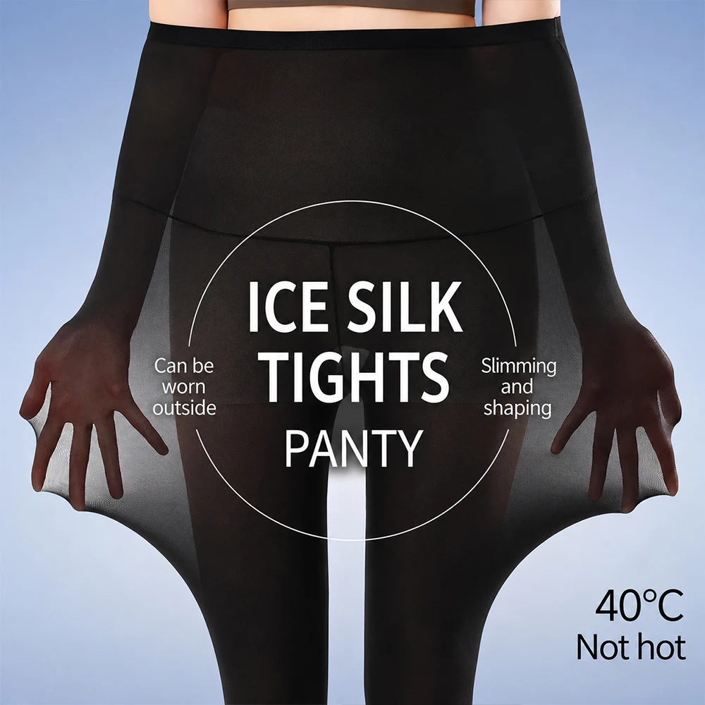 Summer Ultra-thin Women Ice Silk Pants Sunscreen High Waist Seamless Breathable Elastic Sheer Leggings Ankle-length Tights