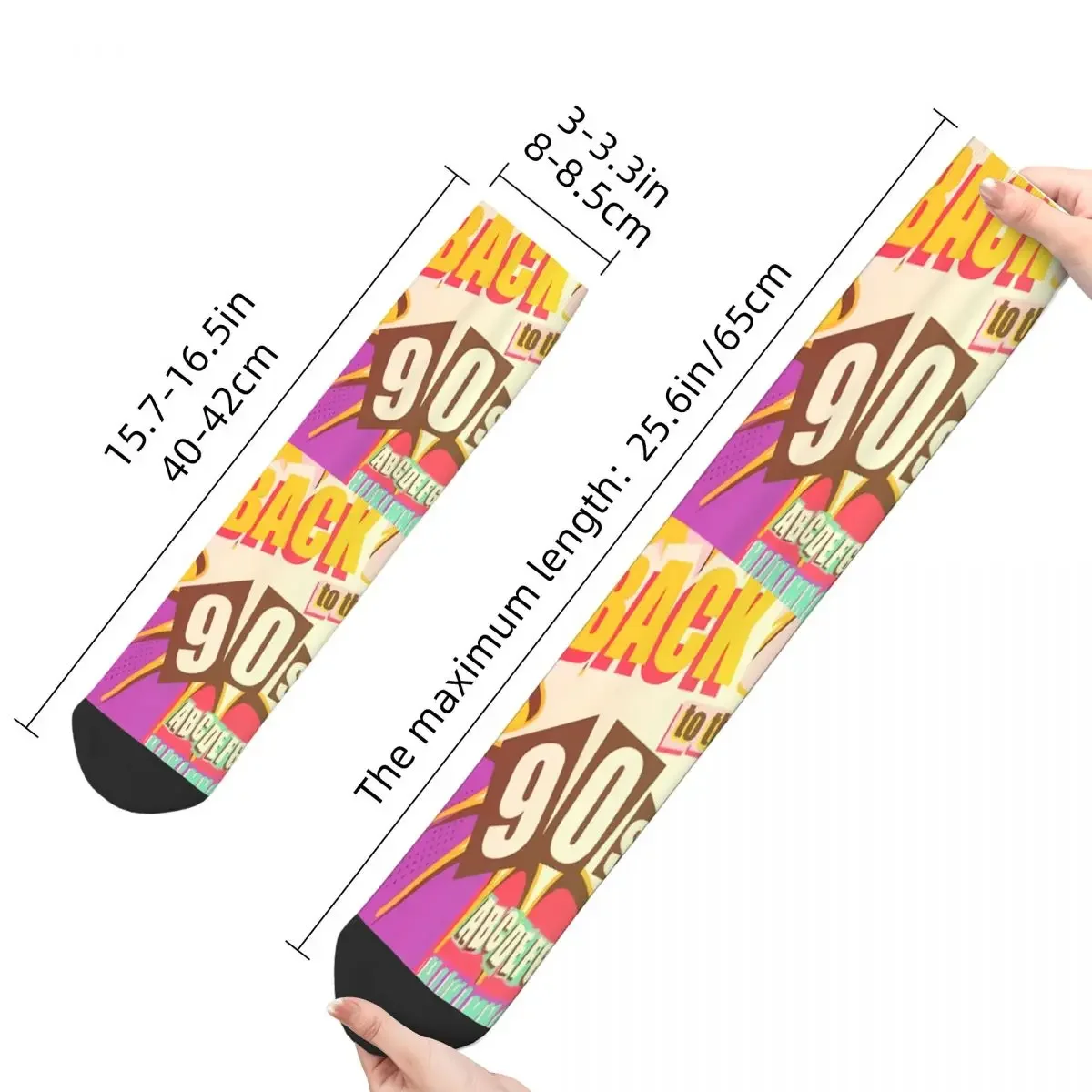 Happy Men's Socks Retro Vintage BACK TO THE 90S Harajuku Casual Crew Sock Gift Pattern Printed