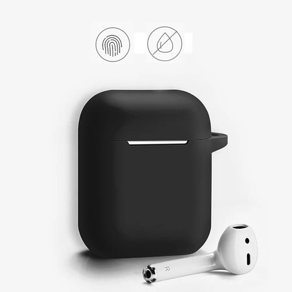 Чехол для наушников Apple Airpods 1-го / 2-го поколения с медвежьим буквенным узором, беспроводные Bluetooth-наушники, черный мягкий силиконовый чехол
