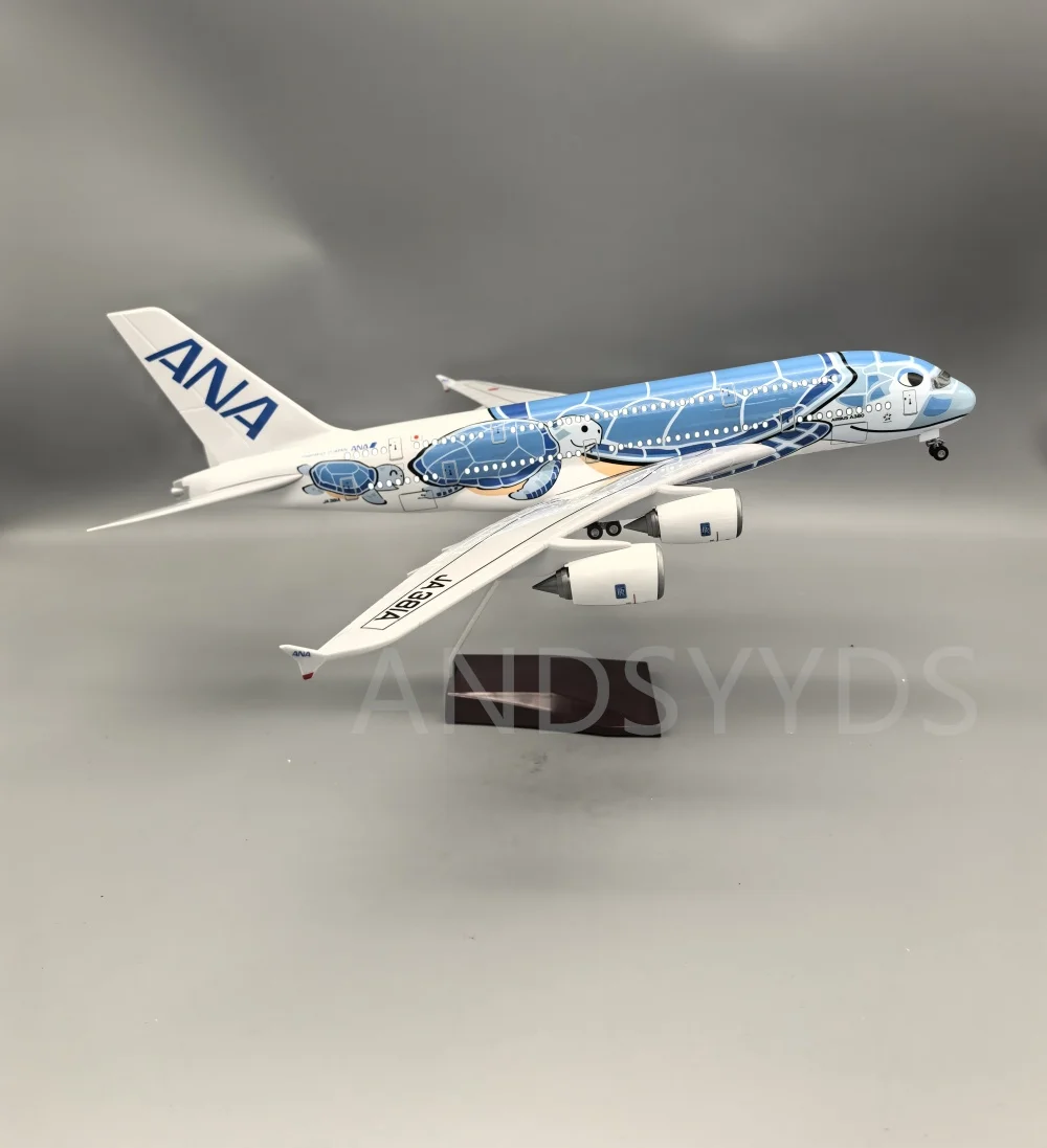 1/160 مقياس الطائرات A380 الهواء اليابان آنا الخطوط الجوية البحر السلاحف نموذج طائرة دييكاست الجدول الزينة تحصيل طائرة تذكارية Gif
