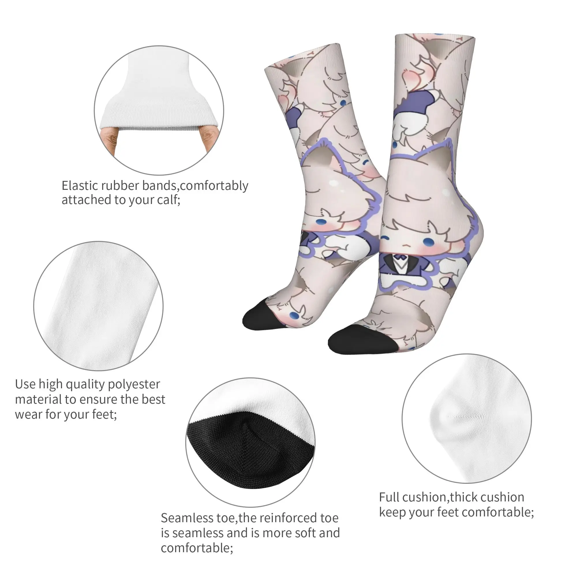 Chibi Xavier Socks Men's Women's Funny Happy Love and Deepspace Game Socks Spring Summer Autumn Winter Middle Tube Socks Gift