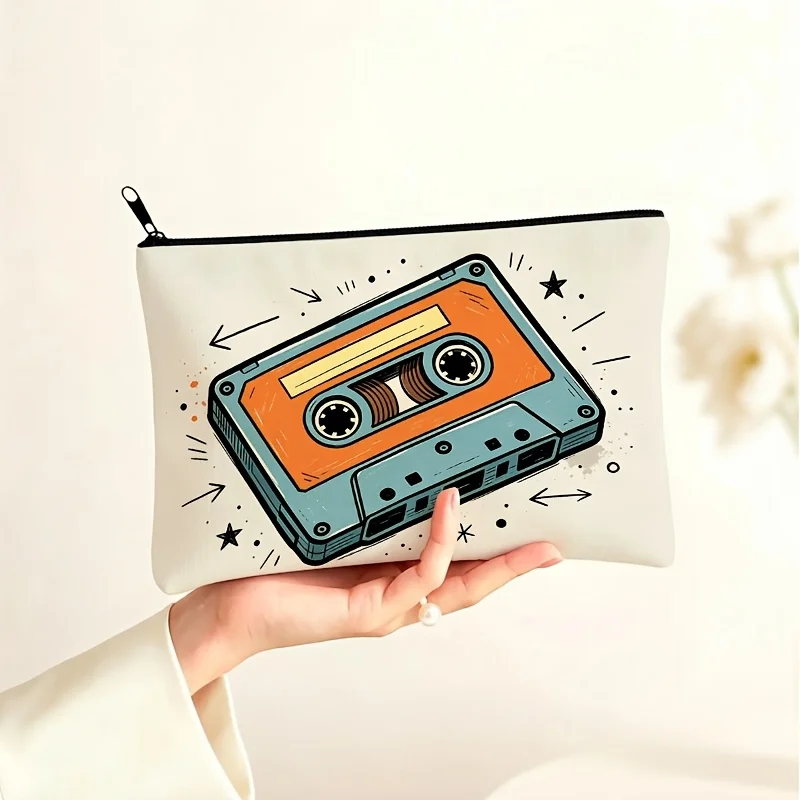 Printed Makeup Bag Premium Retro Style with Zipper Magnetic Pattern Large Capacity Easy to Clean Lightweight and Portable