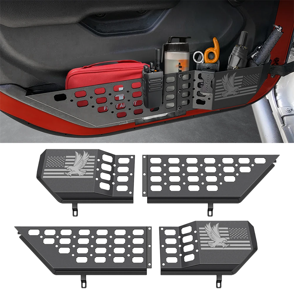 

Metal Box Front Door Storage Door Storage Pocket Rack For Jeep Wrangler JL JLU 4XE 2018-2023 Gladiator JT 2020-2023-N24R