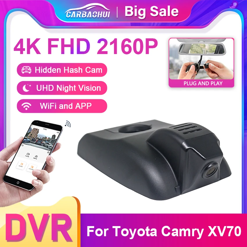 

4K 2160P Plug And Play Easy Installation Wifi Car DVR Video Recorder For Toyota Camry 70 V70 XV70 SE XLE Hybrid 2018 2019 2020