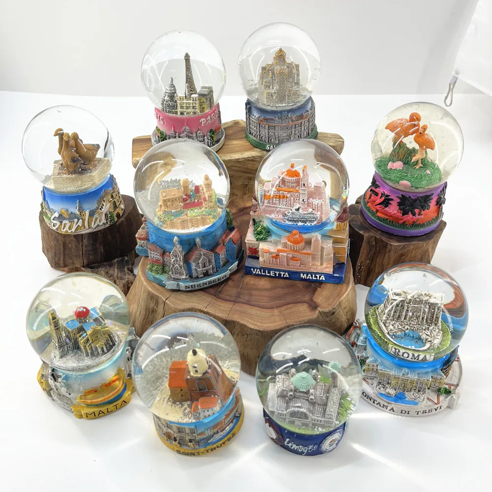 Snow Globe Resin Snow Globe 3D Snow Globe Travel Souvenir Desk Ornament Home Decor Travel Gift