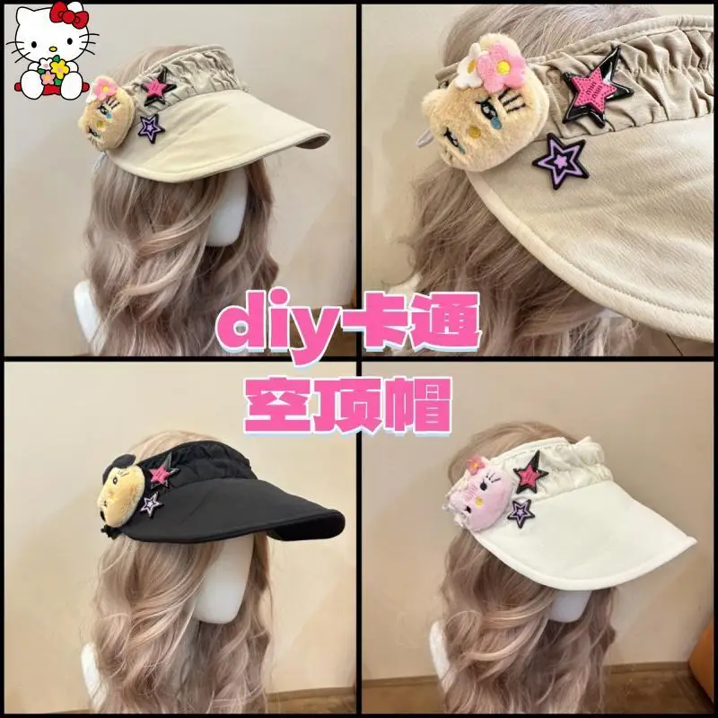 

Cute Anime Sanrios Hello Kittys Sunshade Hat Breathable Cartoon Outdoors Travel Necessary Sunscreen Hat Fashion Festival Gift