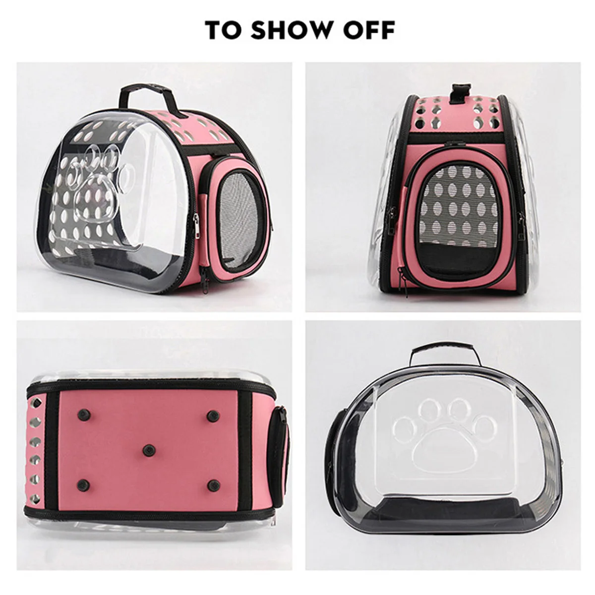 Transparent Foldable Outdoor Pet Travel Carrier Bag for Dog Cat Crossbody Portable Breathable Collapsible Travel Cat Carrier Bag