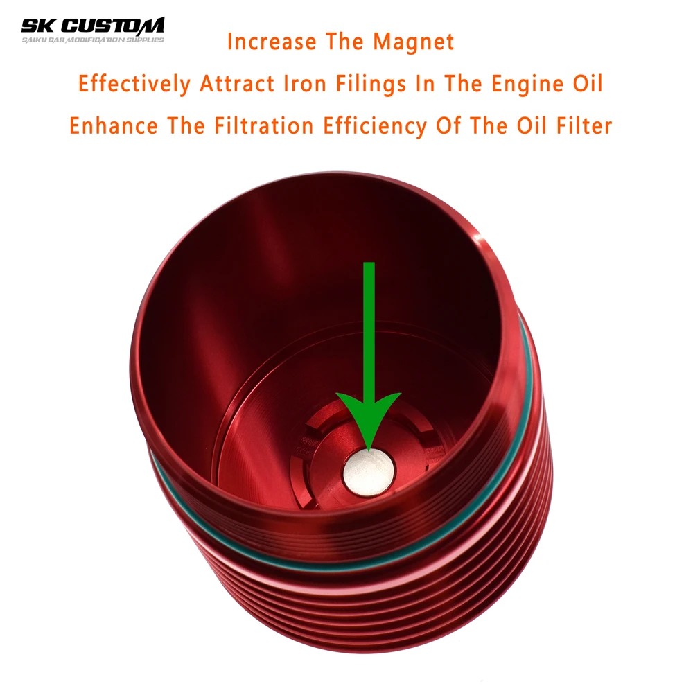 SK CUSTOM For BMW N62 N73 Oil Filter Shell Forged Aluminum Alloy Cover Engine Car Modification
