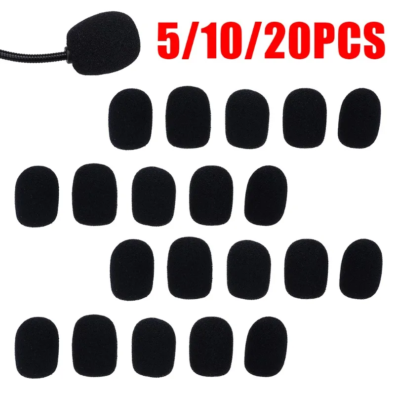 10Pcs Black Mic Protector Replacement Headset Foam Covers Windscreen Windshield Sponge Covers Microphone Cover for Meeting Mic