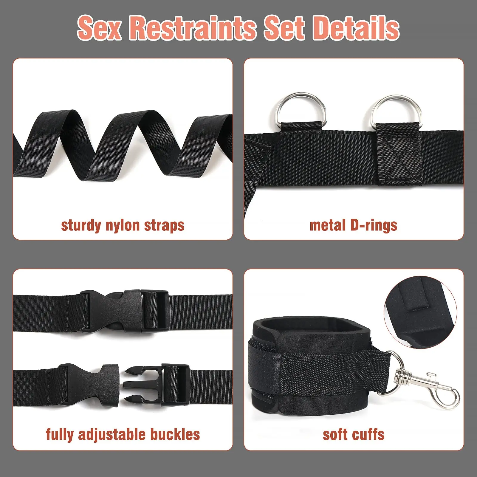 Bed Bondage Restraints Sex Toys For Couples BDSM Erotic Bondage Bed Game Adjustable Straps Adults Women Bed Restraints Set