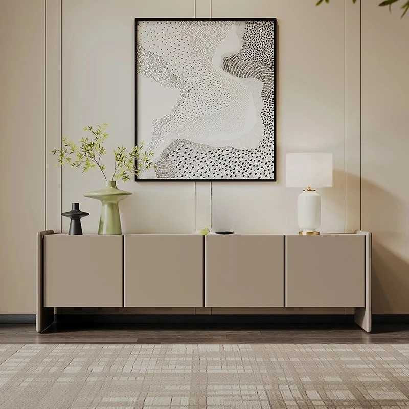 

American light luxury marble TV cabinet household living room storage floor cabinet solid wood