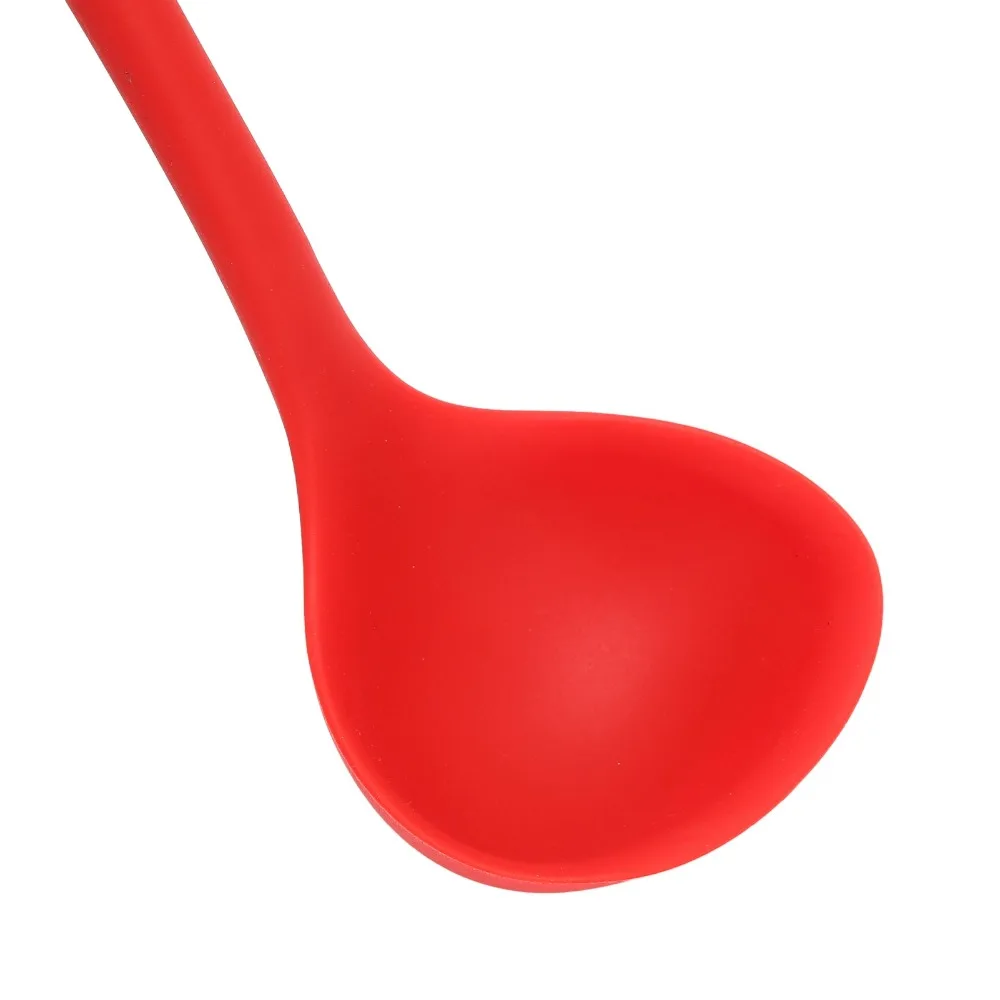 2pcs Silicone Soup Spoon Arc Smooth Lightweight Kitchen Utensil with Hanging Hole High Temperature Resistant Cookware Spoon Home