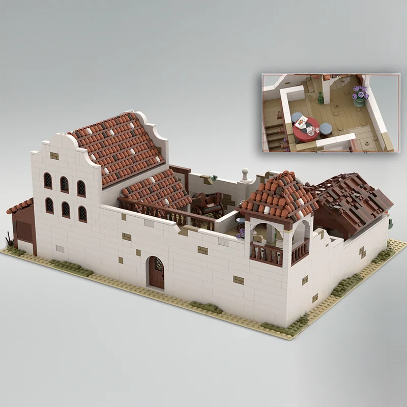 3583 elementy MOC Egzotyczna Architektura Stare Miasto Meksykańska Willa Styl Ameryki Łacińskiej Projekt DIY Model Klocki Urodzinowe Zabawki Prezent