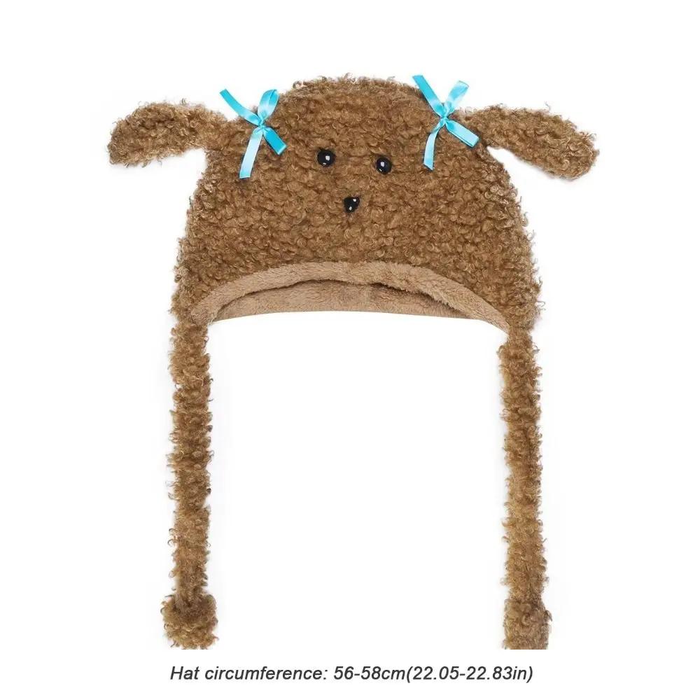 Милая мультяшная шапка с ушками щенка, ветрозащитная толстая теплая зимняя плюшевая шапка, защита ушей, однотонная шапка-ушанка