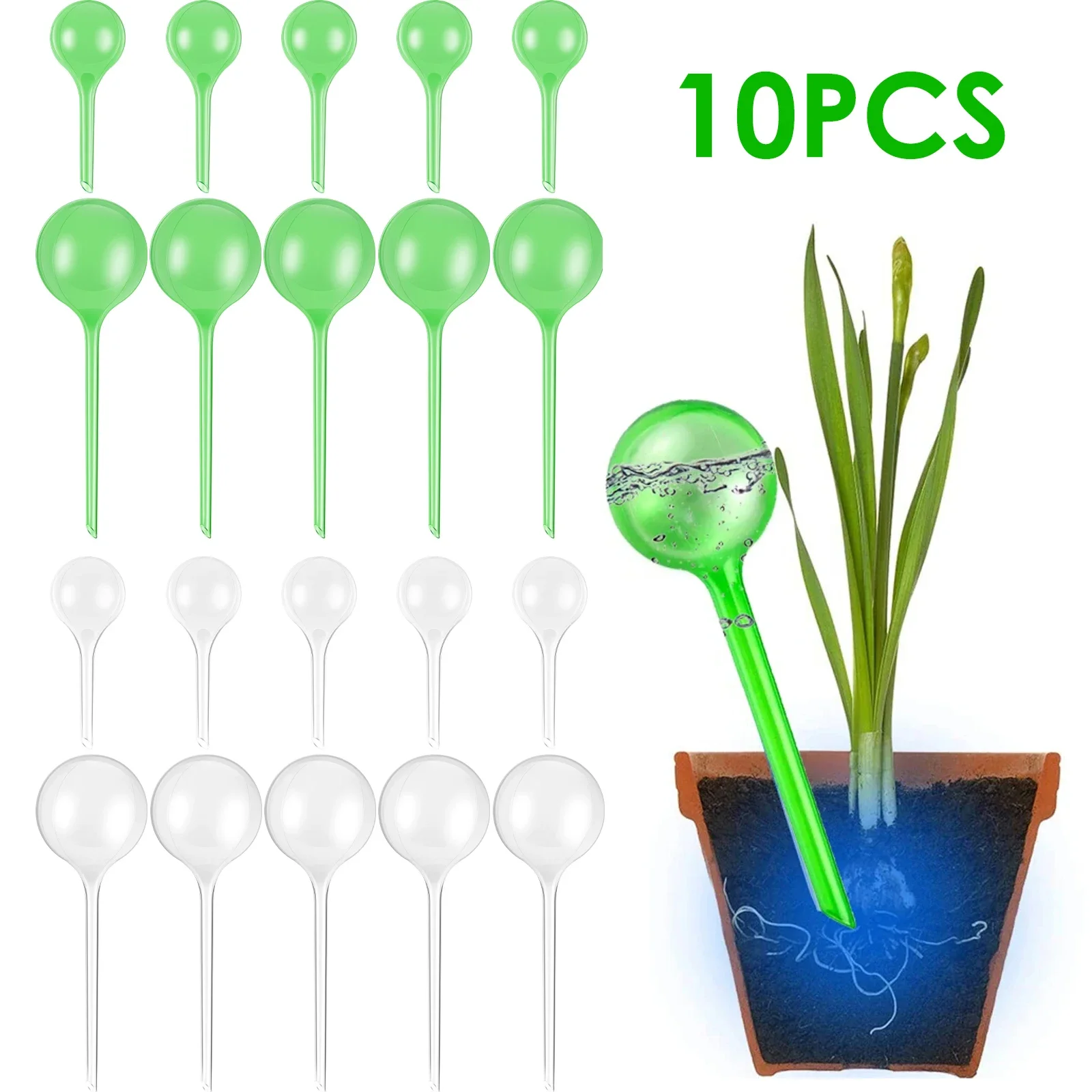 

10Pcs Plant Automatic Watering System Balls Device Drip Irrigation Stakes Planter Insert Flower Self Feeder PVC Clear 250ML 60ML