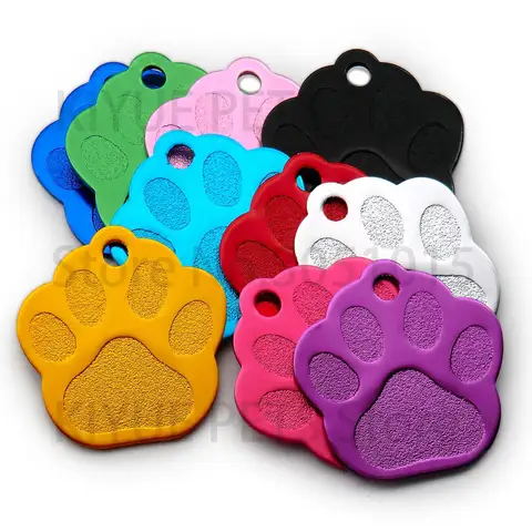 Wholesale 100Pcs Custom Dog Tags Personalized 3D Pet Dog Collar Accessories Engraved Cat Puppy ID Tag Paw Name tag Pendant plate