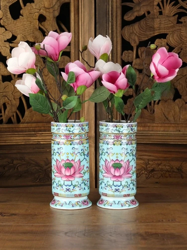 Enamel Ceramic Fragrance Bucket Home Buddha Vase Buddhist Hall Decoration Supplies Home Furnishing Decoration Ornament