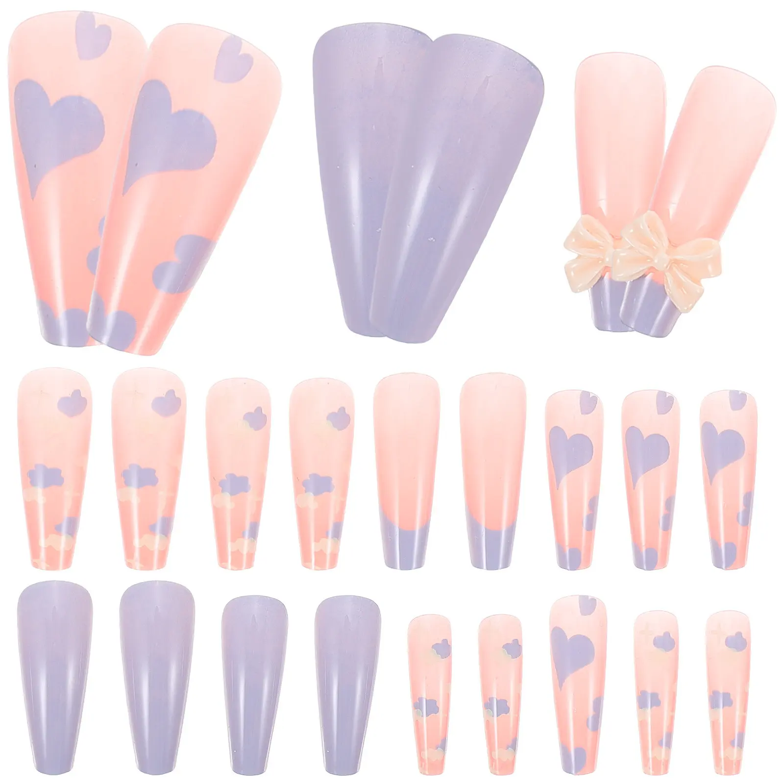 48Pcs Press on Fake Nails DIY False Nail Tips Manicure Decorative Nail Art Supplies for Women Gift Press on Nails