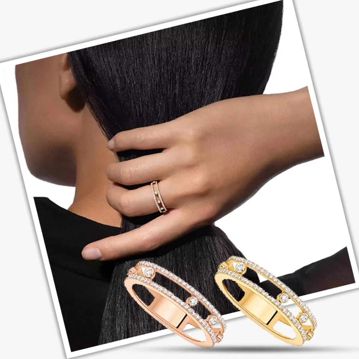 2024 Classic Glossy Pop Ladies 3 Diamond Mobile Series 925 Silver Ring Is Bright and Beautiful for Everyday Wear