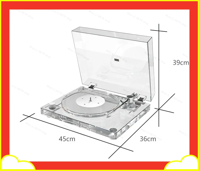 2026new Transparent acrylic Bluetooth recording turntable, retro phonograph stereo speaker all-in-one machine