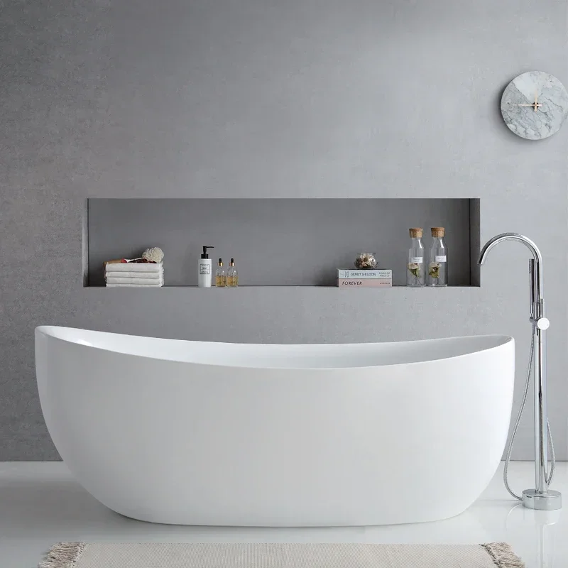 Bathroom Bathtub,Deep Large Adults Bath Tubs Acrylic Soaking Bathtub