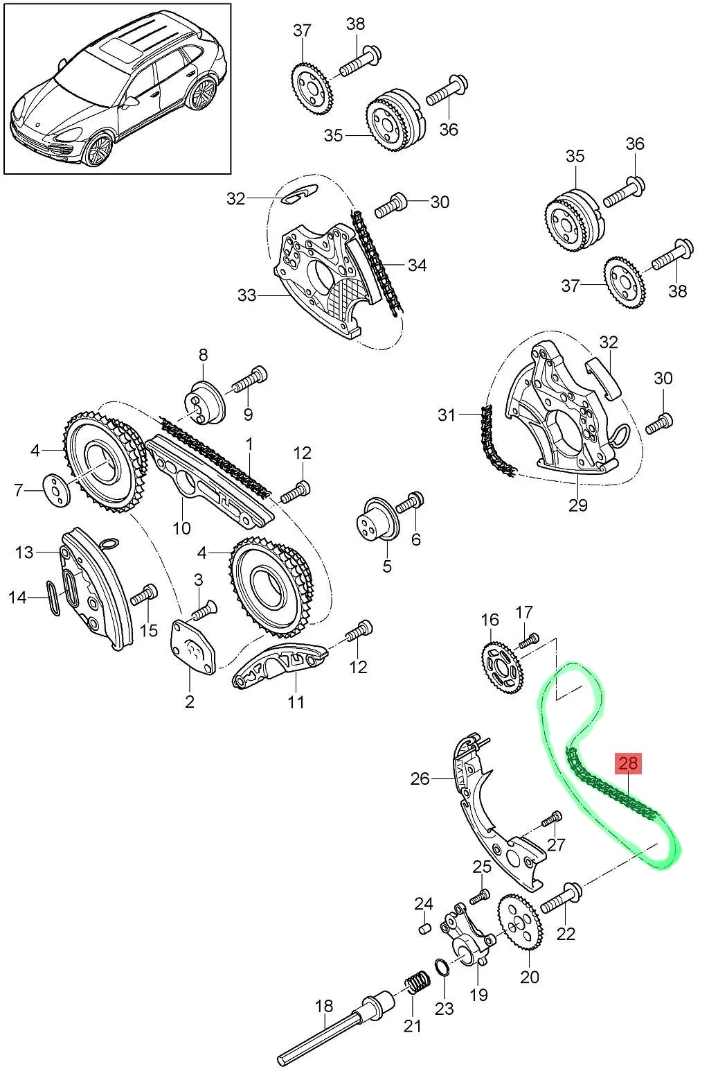 95810546500 06E109465 958109465A Timing Chain for Porsche Cayenne Panamera 970 3.0 engine