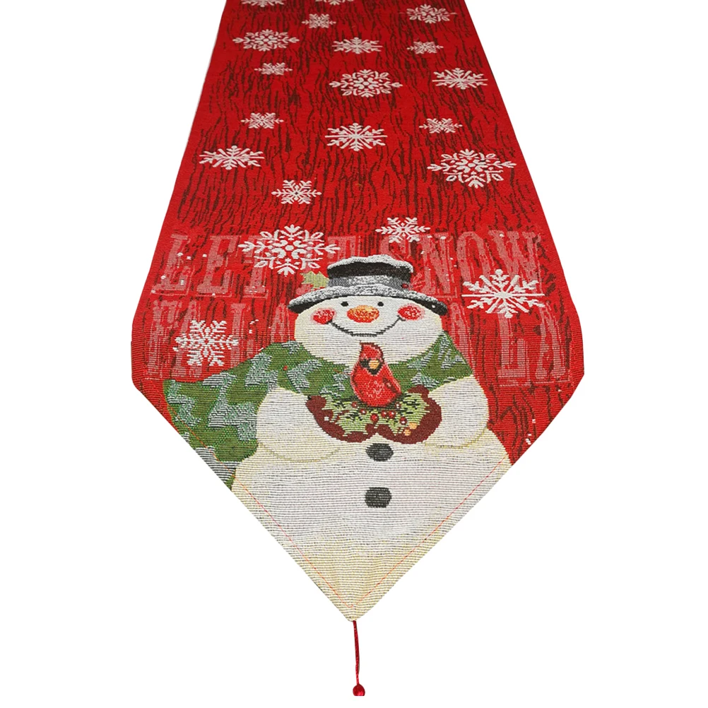 

1pc Christmas Snowman Runner Foldable Xmas Table Cover For Home Party Restaurant Dinner Table Decor Decorative Tablecloth