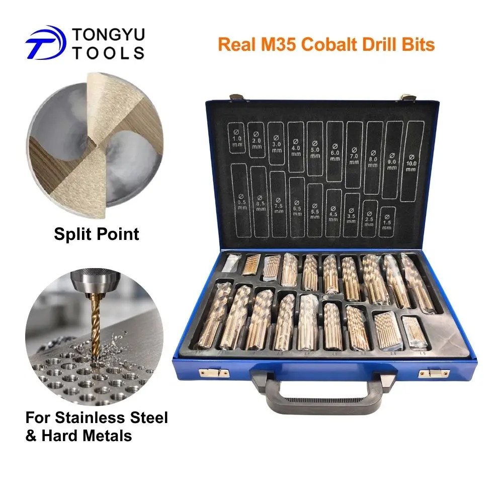 

170Pcs M35 Cobalt Drill Bit Set 1-10mm Metric HSS Co5% Jobber Twist Bits for Stainless Steel Hard Metal