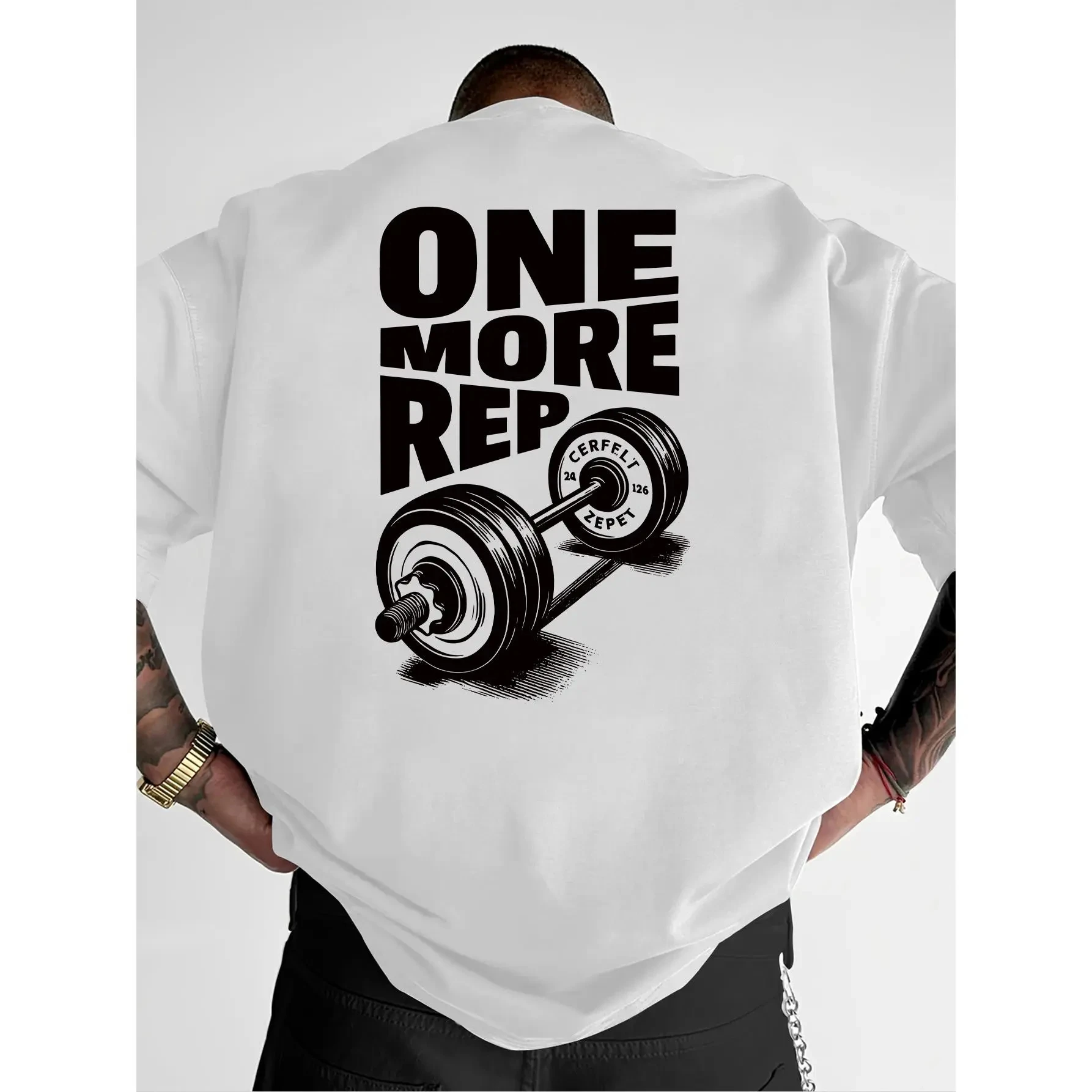 Camiseta de Manga Corta de Algodón para Hombre, Estilo Deportivo Americano, para Entrenamiento en Gimnasio, Talla Grande, Verano, ONE MORE REP