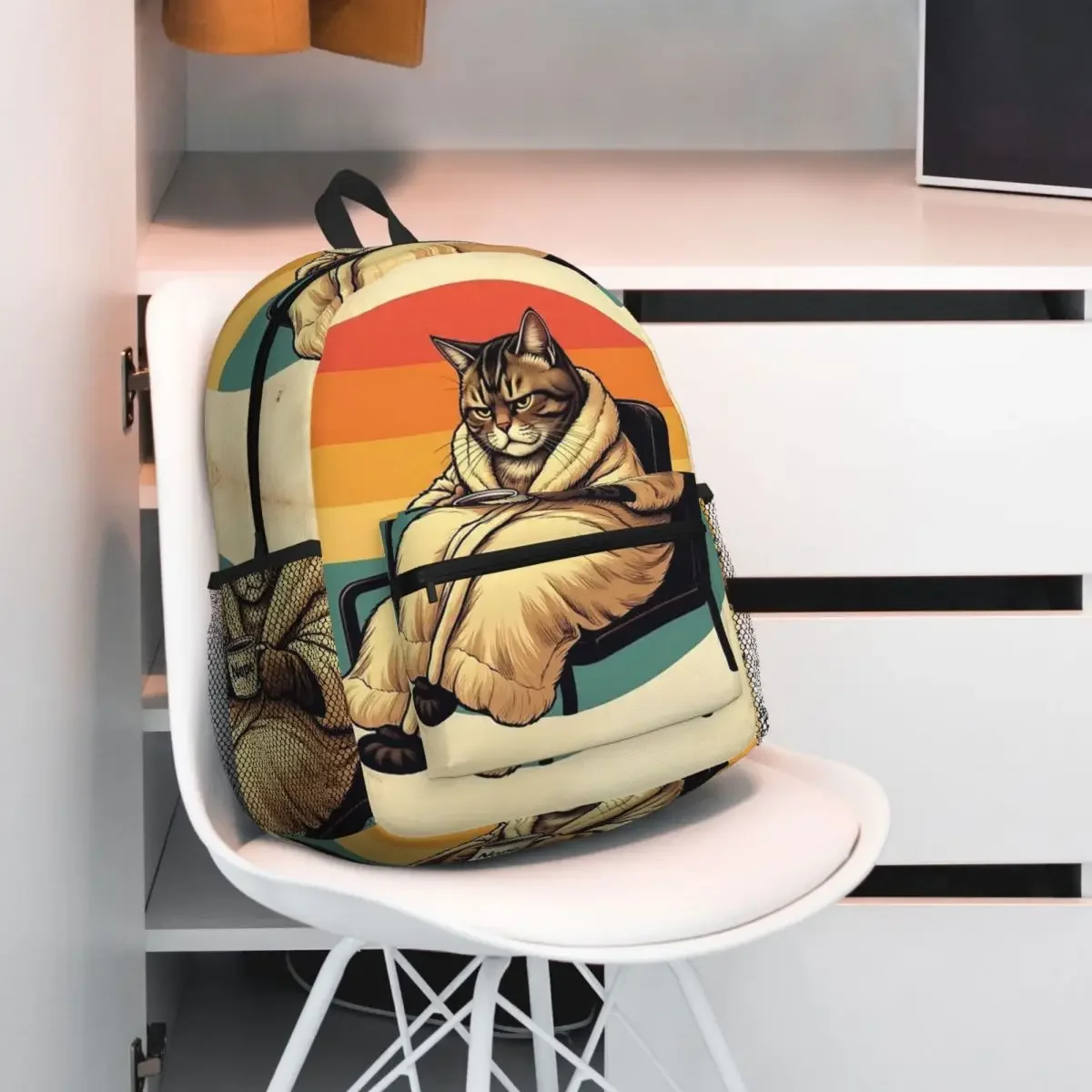 

Забавное кошачье настроение, винтажный рюкзак с кружкой для кофе, дизайнерский рюкзак, детская сумка для книг, школьная сумка, сумки на плечо для мужчин и женщин