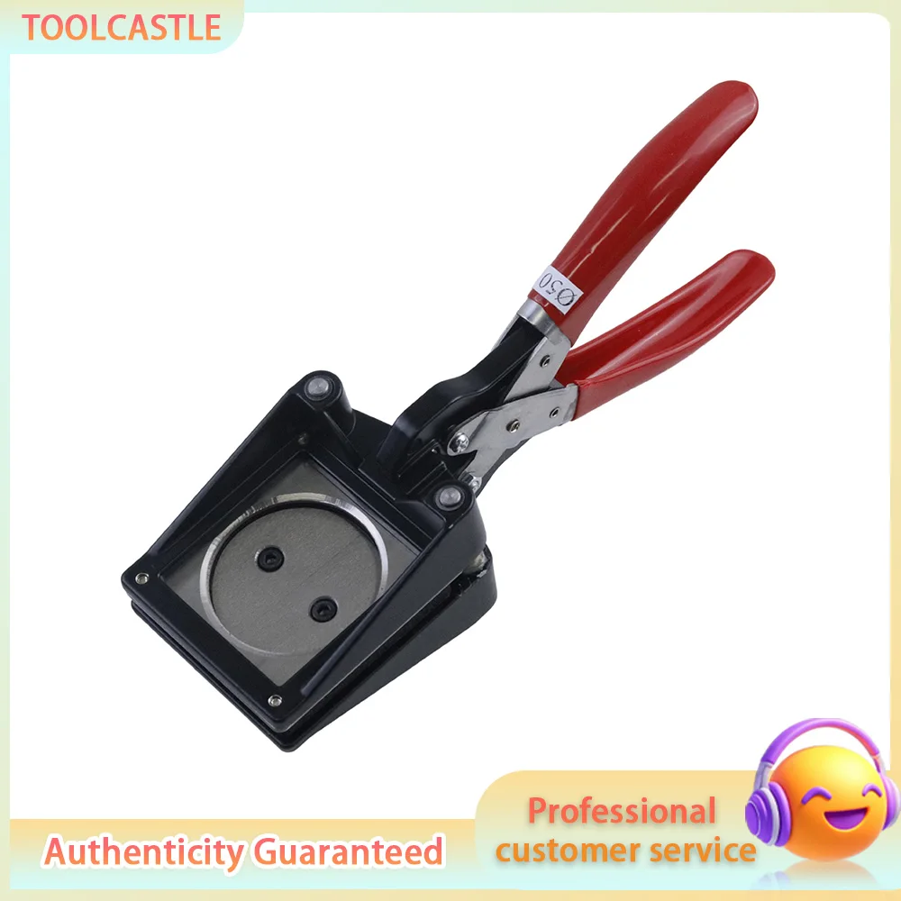 Handheld Circle Cutter Round Paper Punch Photo Die Cutting Machine for Keychain Cardstock 25-50mm Red Blue