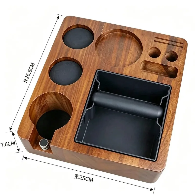 Coffee Tamper/Storage Seat | Wooden Base with Fabric Mat