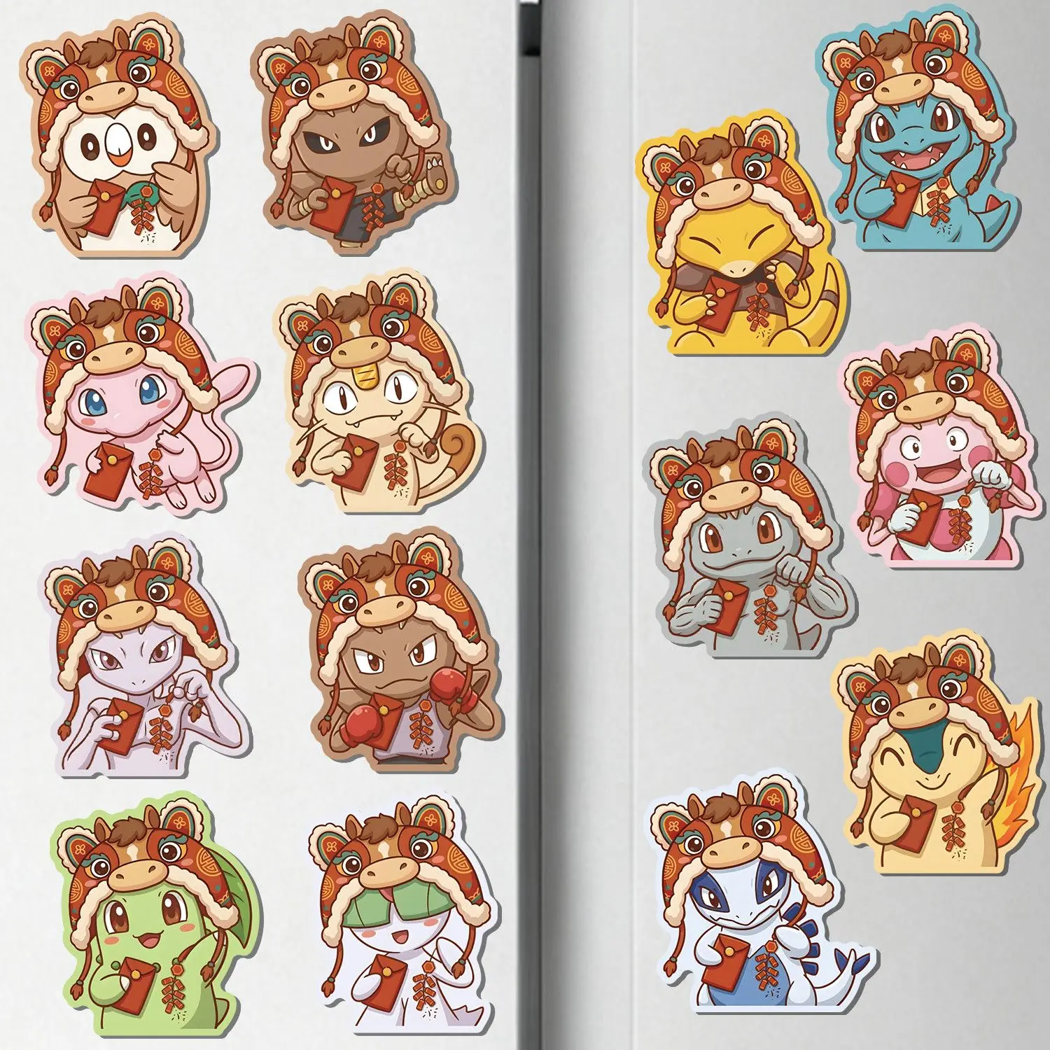 New Year Pokémon fridge magnetic stickers Fighting-type Pokémon DIY home entrance decoration anime fridge magnets - view 5