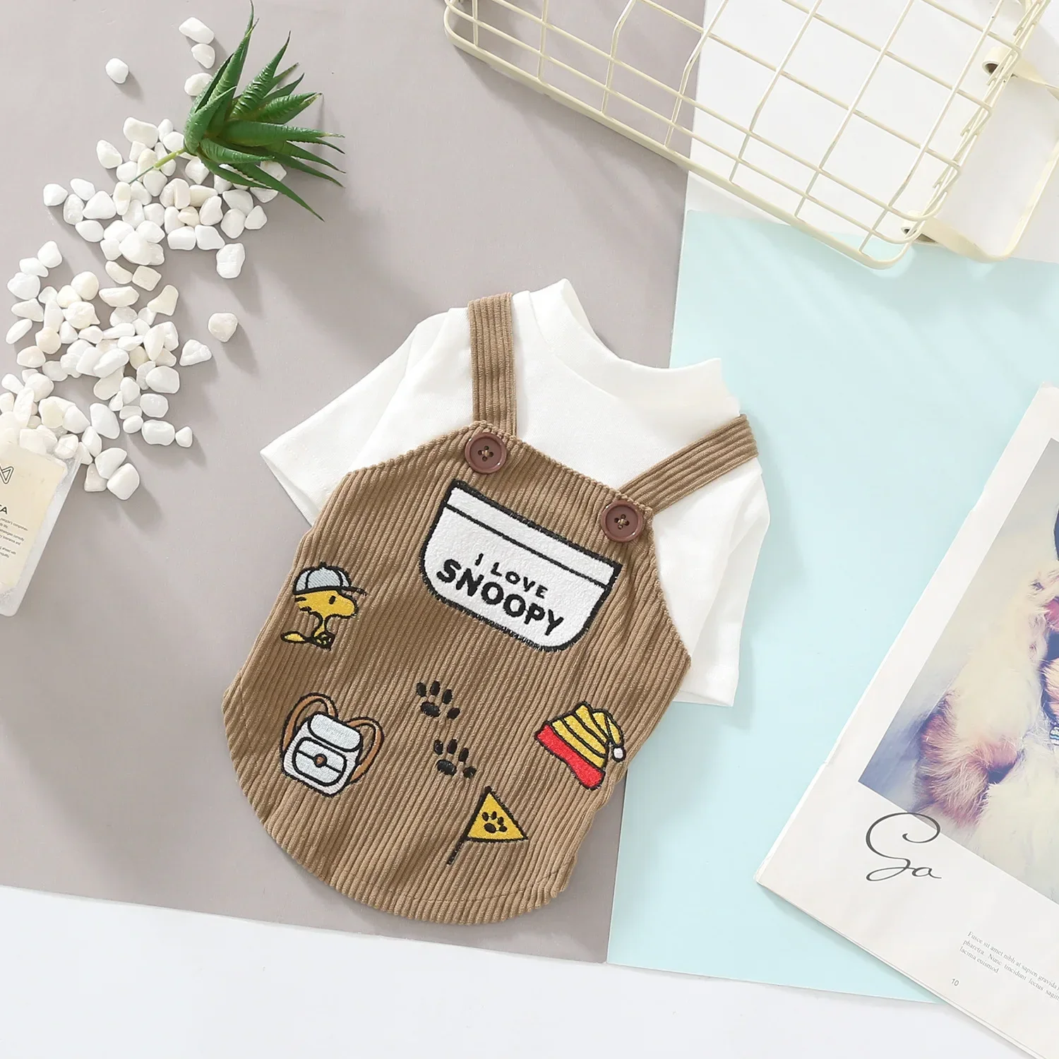 snoopy Summer New Cute Pet Cartoon Embroidered Dog Two-legged Clothes Pet Clothes Dog Clothes coat