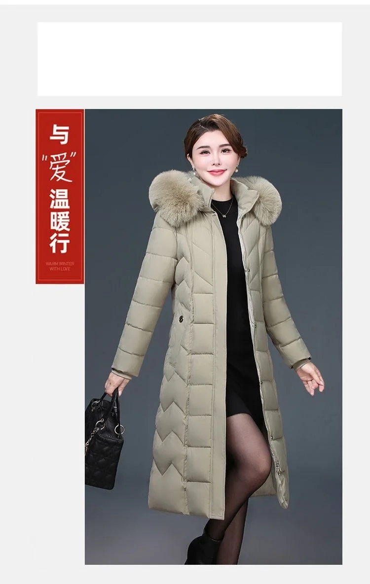Middle Aged Mother Down Cotton Jacket 6XL Winter Oversized Thick Hooded Coat Windproof Rainproof Female Warm Long Parka Overcoat