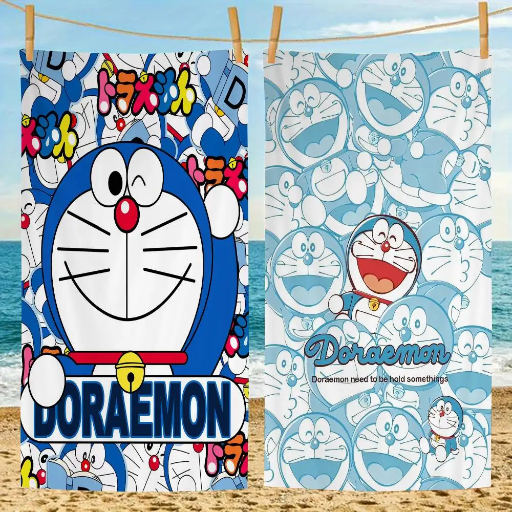 Toalla de playa de dibujos animados D-Doraemons, bonita toalla de playa de verano para niños, toalla de playa grande para piscina, absorbente de microfibra para viajes de natación