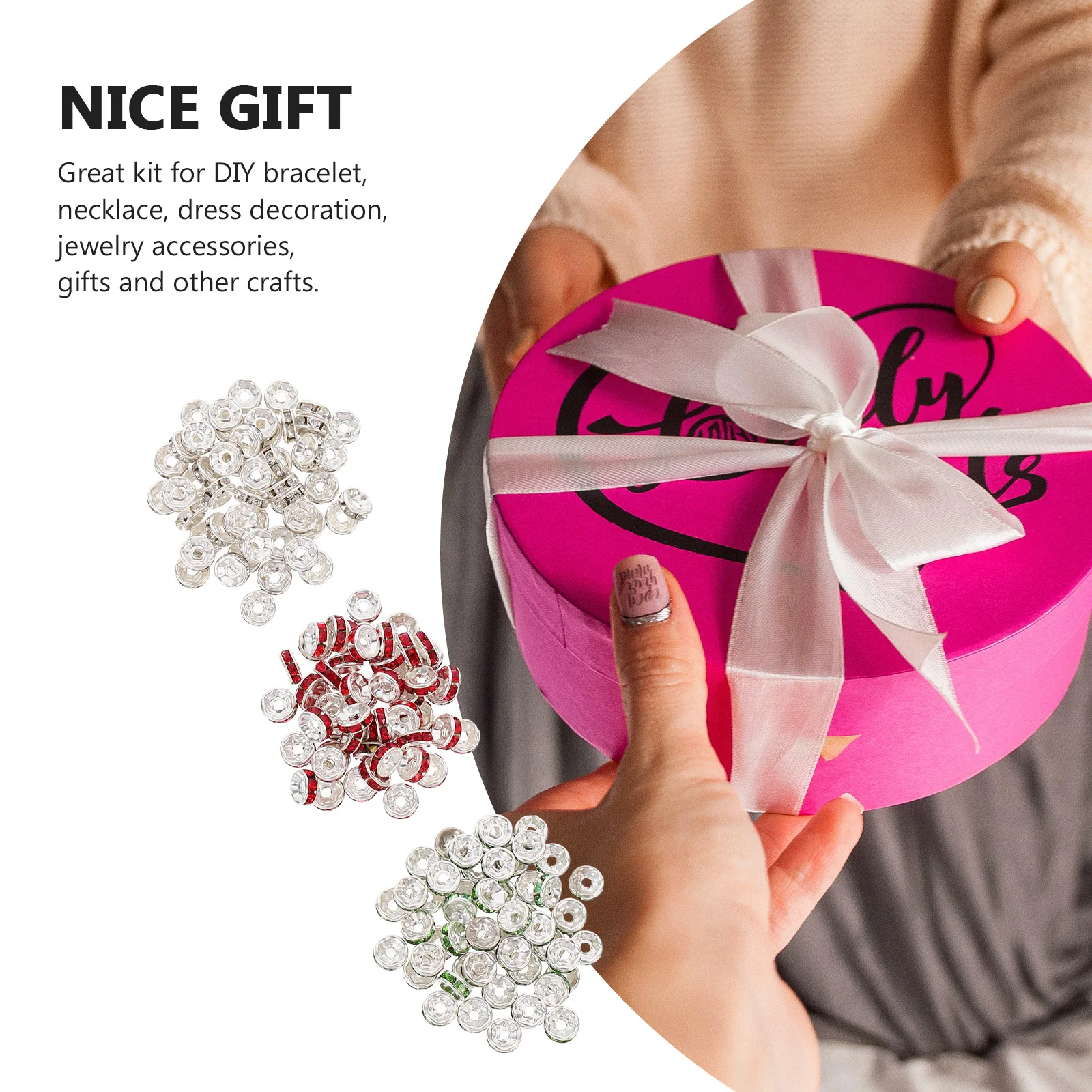 

300Pcs Rondelle Spacer Beads Smooth Surface Easy to Use DIY Jewelry Accessories Rondelle Spacer Beads Colored Bead for DIY