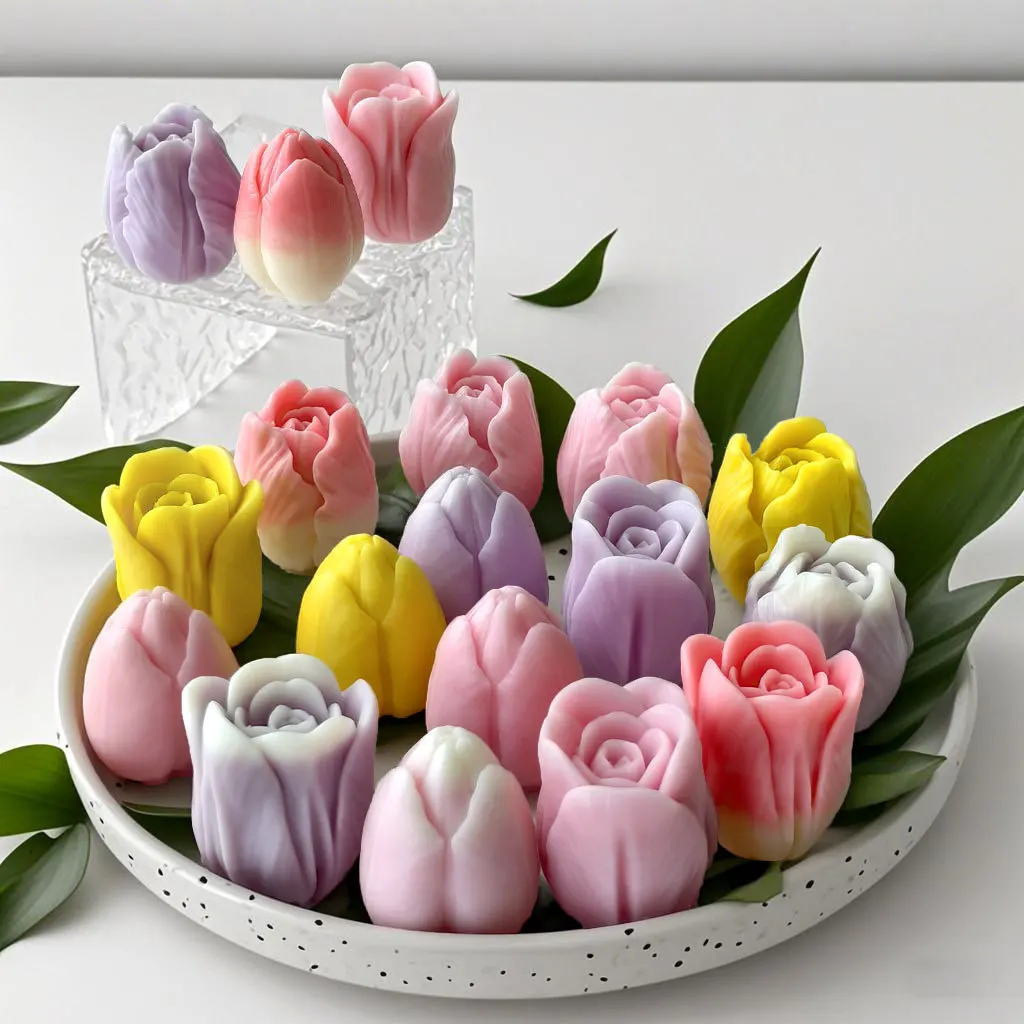 

DIY tulip candle silicone mold flower resin plaster jewelry mold handmade soap candle making supplies