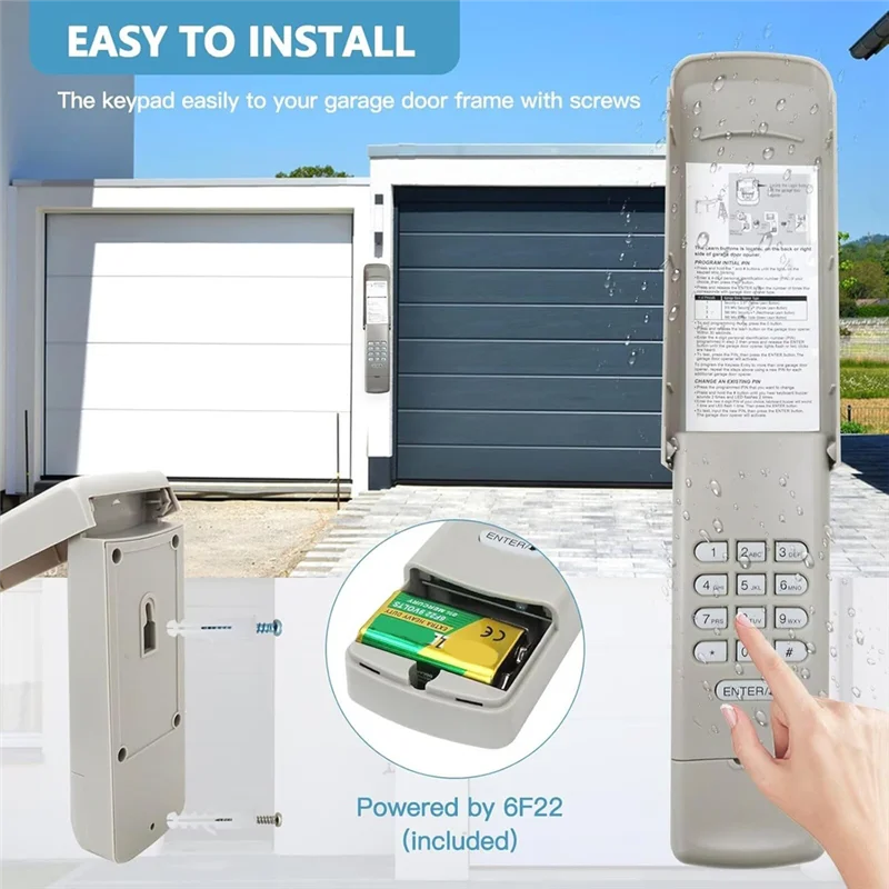 

【Exclusive-Deal!】1X 877MAX Garage Door Opener Keypad With 2X Remote For 41A6127-1 HBW2028, 139.53680 Series