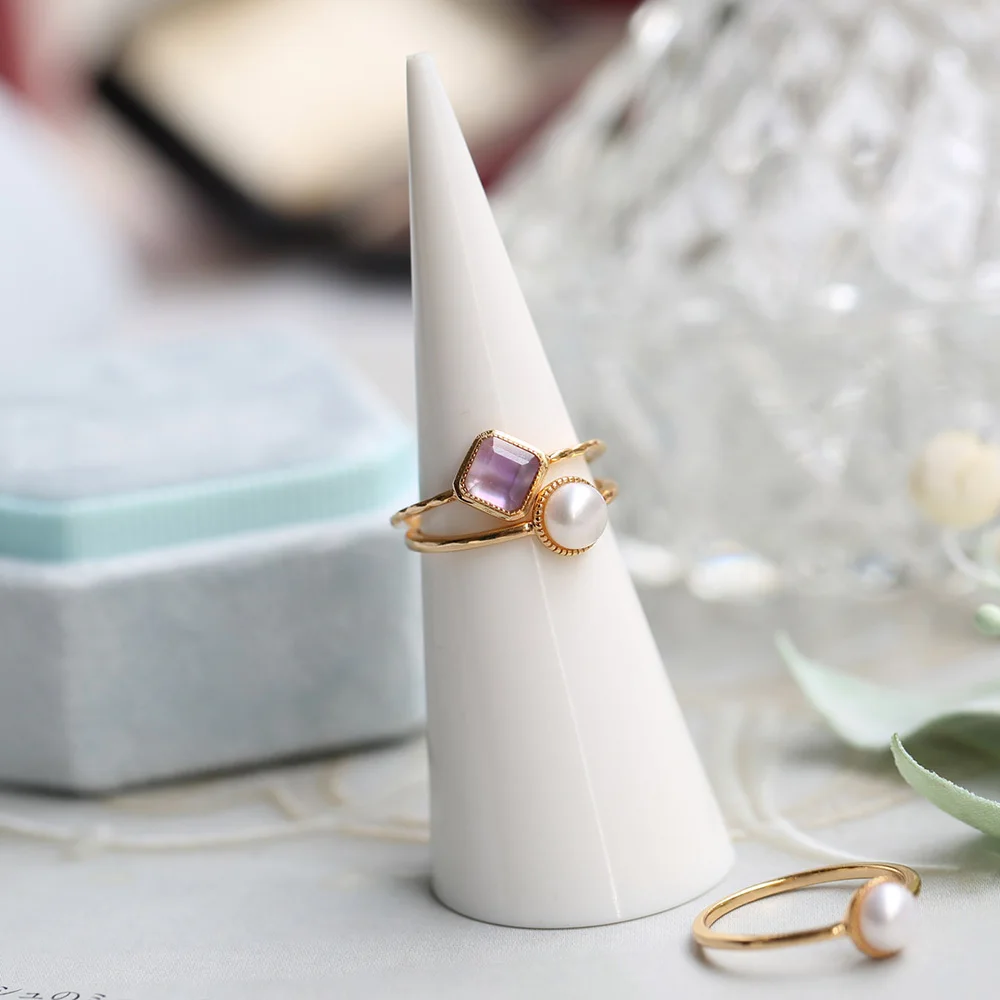 LAMOON Natural Freshwater Pearl 925 Silver Ring For Women Retro Wedding Engagement Ring 14K Light Gold Plated Fine Jewelry RI164