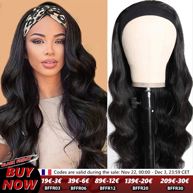 Mylockme Headband Wig Body Wave Brazilian Wigs Promotion Human Hair Wig Without Glue Cheaper Full Machine Made Wig Natural Color