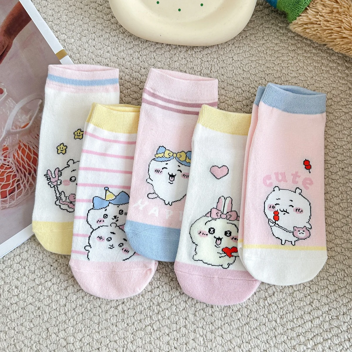 Combed Cotton Socks - Children's Summer Women's Short Socks - Jieyi Cartoon Patterned Socks for Women - Women's Boat Shoes