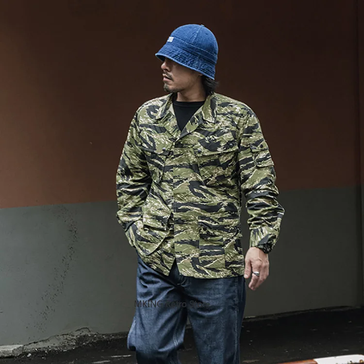 

Non Stock TCU Tiger Stripe Camo Jacket Vietnam War Ripstop Combat Uniform BDU SOG CIDG