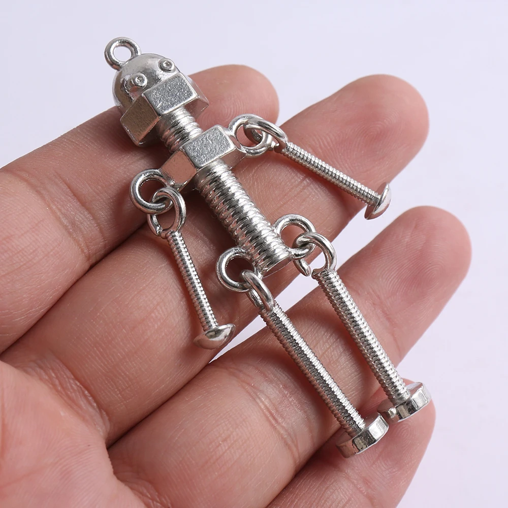 2-Piece Set of Niche Mechanical-Style Handmade Accessories, Bolt and Nut Combination Figurine-Shaped Pendant Accessories, Suitable for DIY Bracelets, Necklaces, Earrings, and Pendants, Niche DIY Jewelry Basic Materials