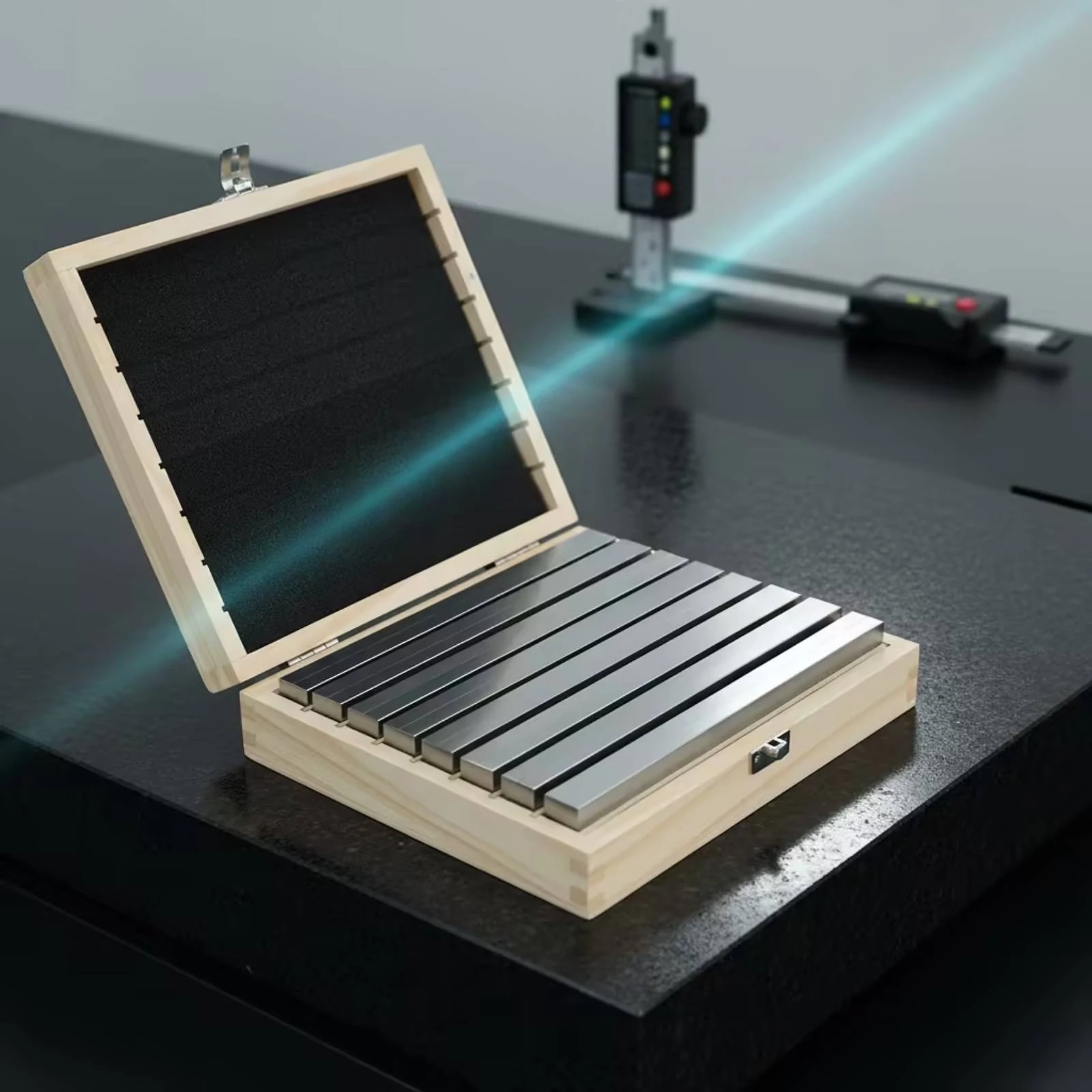 16 Pieces Parallel Gauge Blocks with Wooden Case Ground Vise Parallel Blocks Tooling Engraved for Machinists