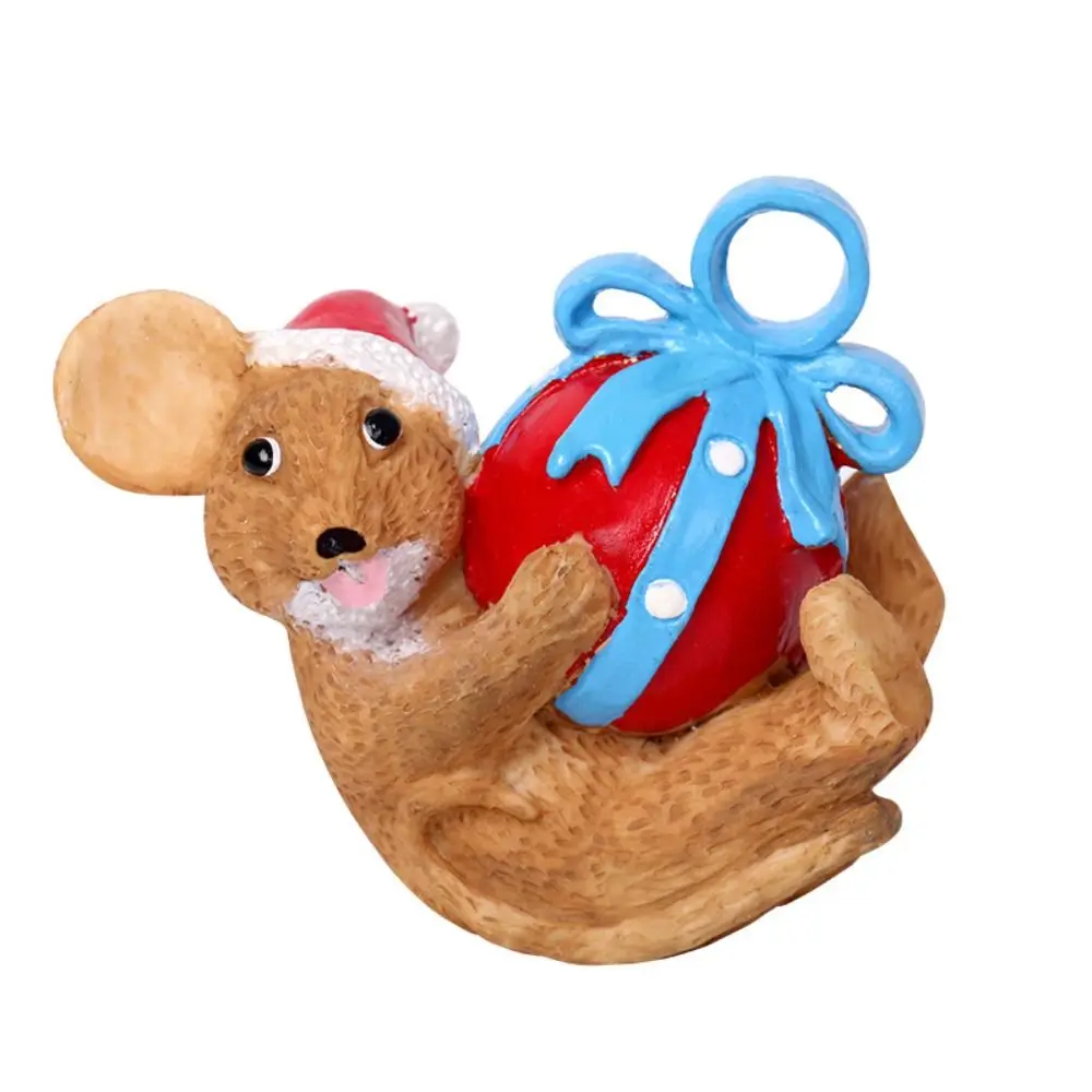 Mouse estatueta de animal de natal miniaturas resina animal ornamentos de paisagem de natal estátua mini