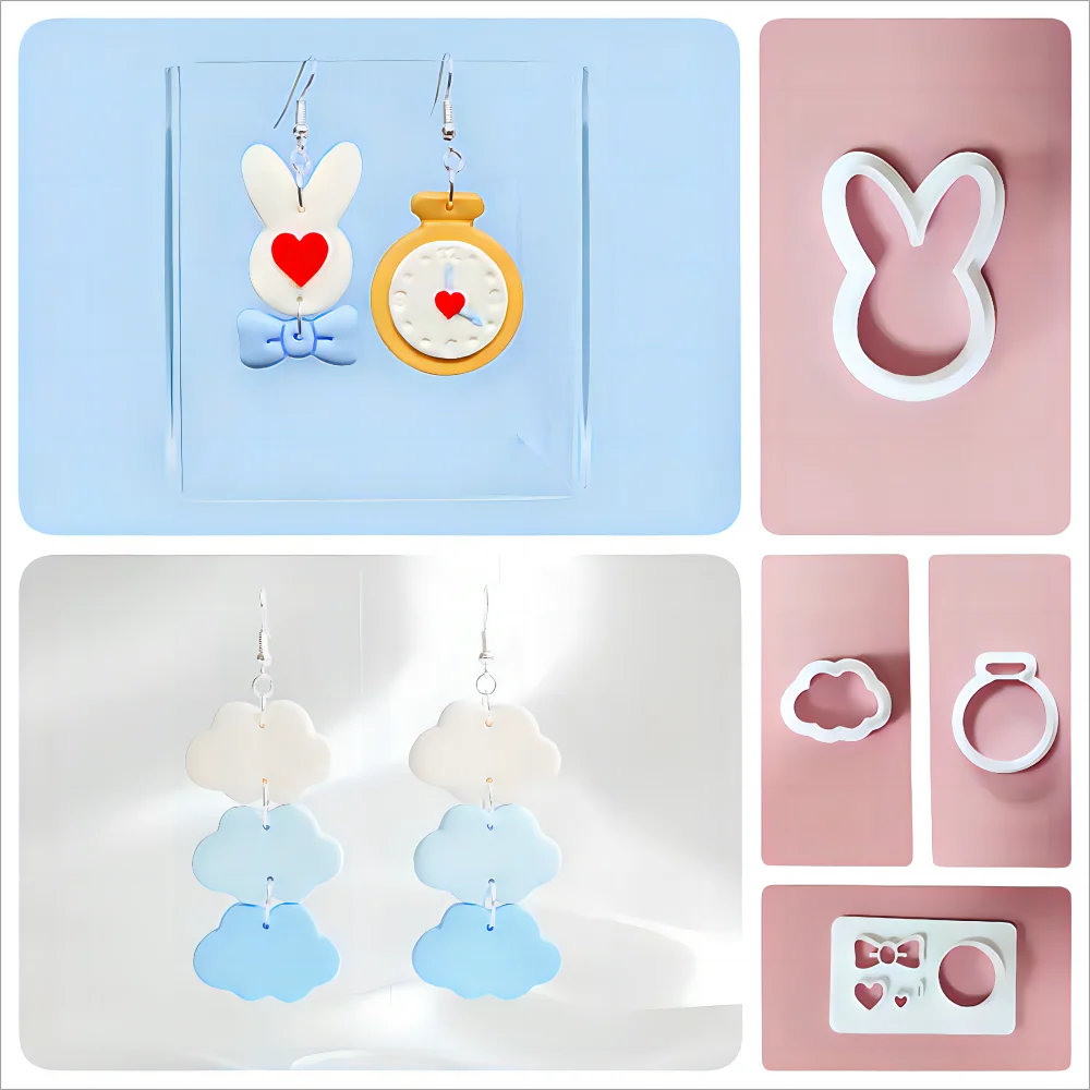 New Earrings Polymer Clay Moulding Rabbit/Cloud/Alarm Clock Moon Soft Clay Knife DIY Earrings Jewelry Pendant Making Clay Tool