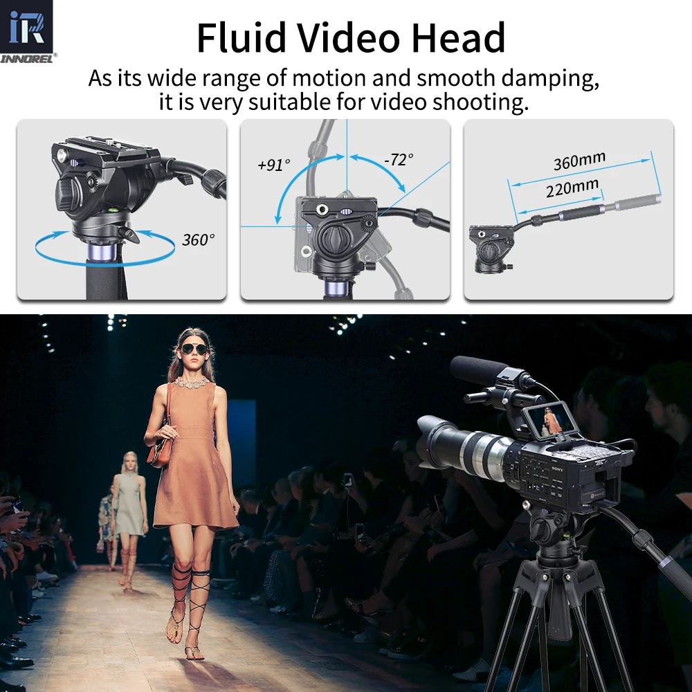 INNOREL VF80 Professional Heavy Video Aluminum Tripod with Hydraulic Fluid Head F80 For DSLR Camera Camcorder Slider 12kg Load