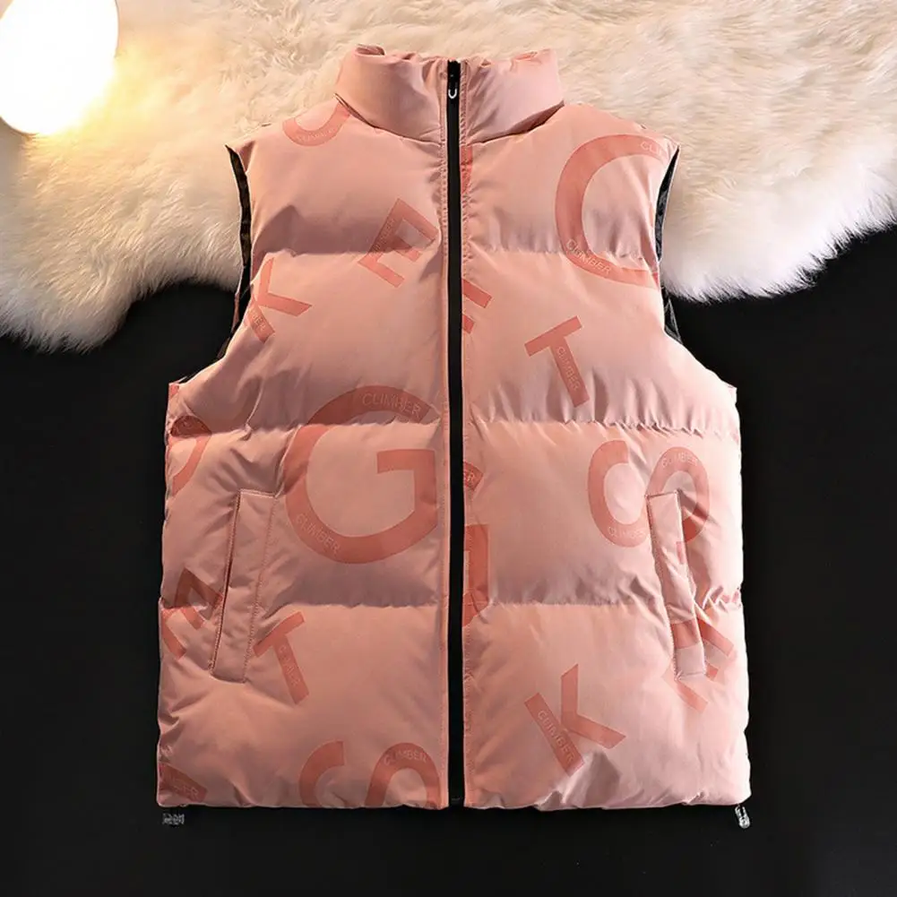 Winter Men Cotton Padded Waistcoat Stand Collar Zipper Letters Sleeveless Vest Coats Fashion Warm Vest Overcoat chaquetas hombre